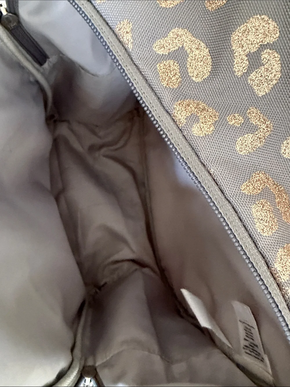 Pottery Barn Kids Gray Girls' Leopard Print Cat Backpack with Gold Accents XL